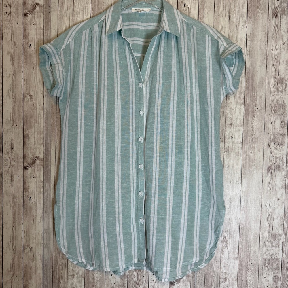 Beach Lunch Lounge Striped Linen-Blend Blouse